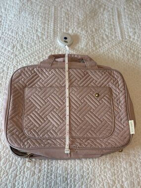 Quilted Blush Makeup Tote with Front Pocket